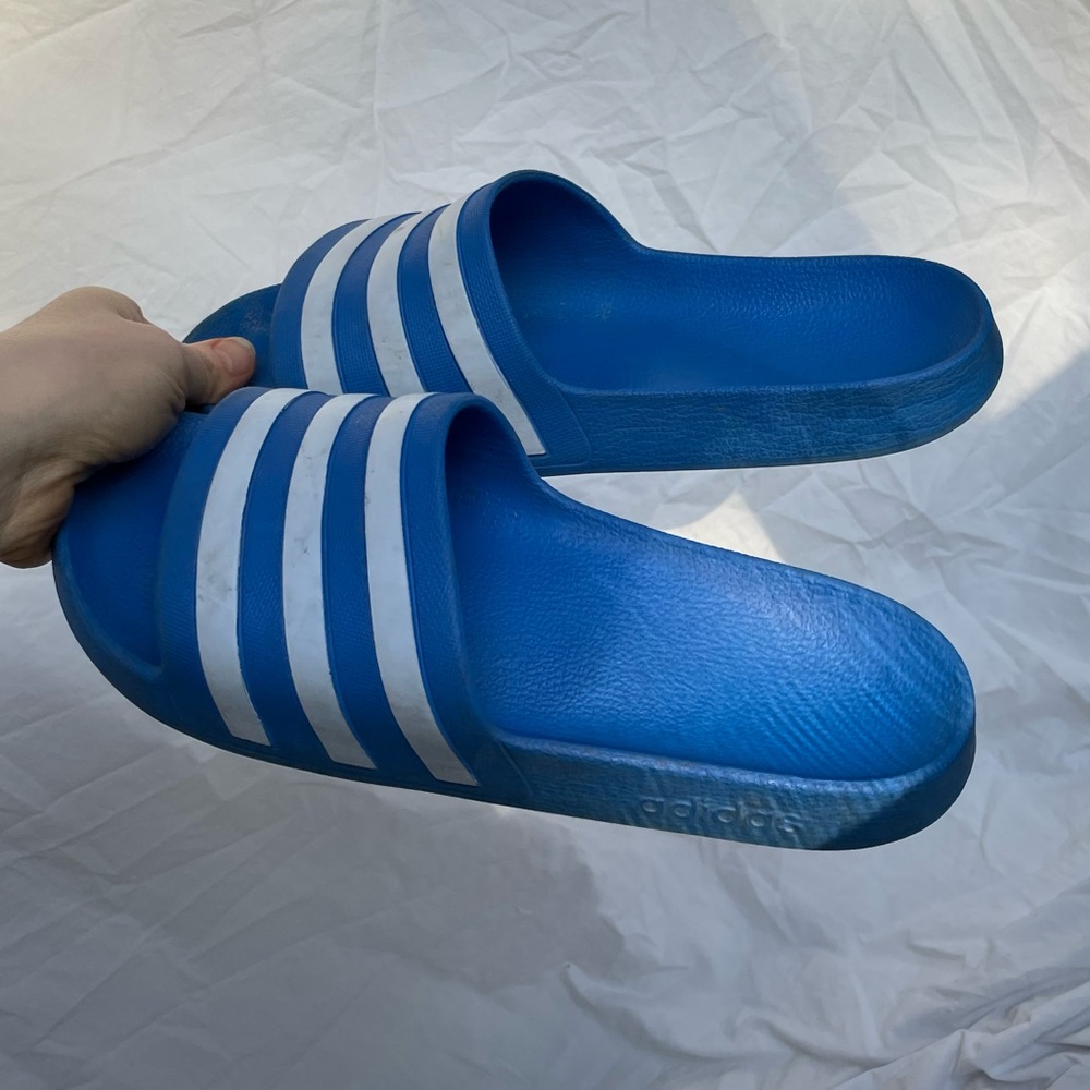 Adidas Blue and White Slides Sandals
